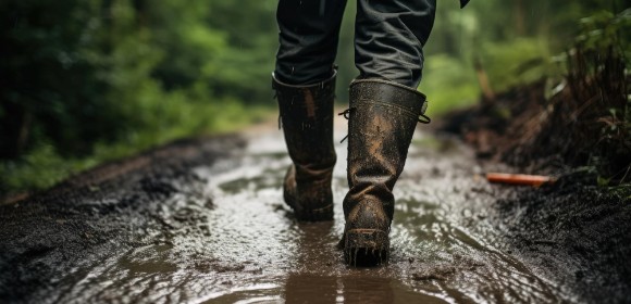 wellies in puddle